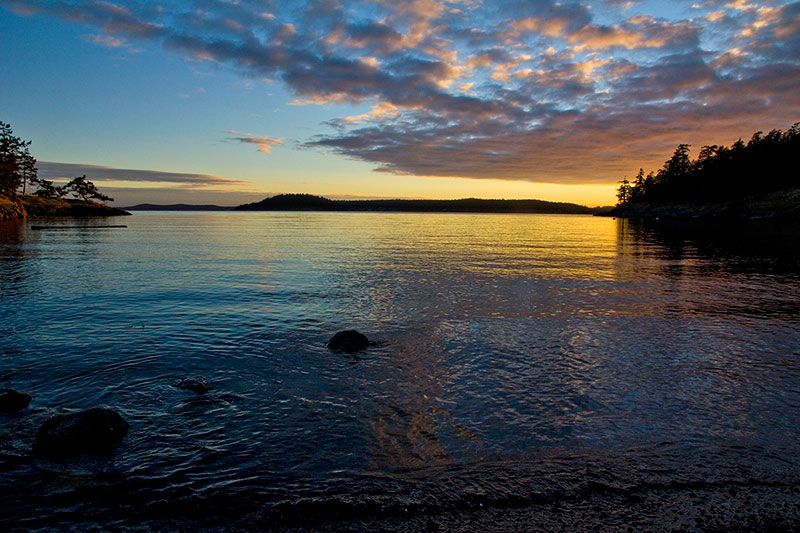 Sunset view of the nearby cove